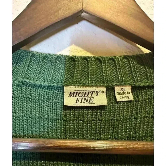 Mighty Fine Womens XL Loop Knit Green Pearl Cropped Cardigan Sweater Preppy‎ - Picture 5 of 10